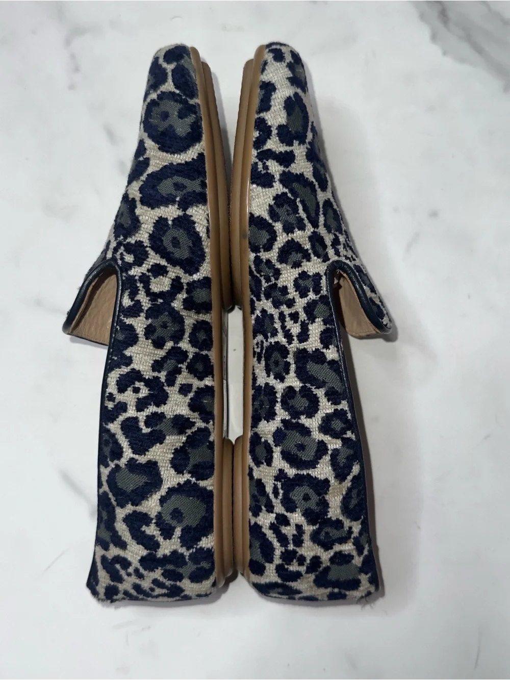 J Crew Georgie Blue Gray Leopard Animal Loafer Ballet Flats Size 7